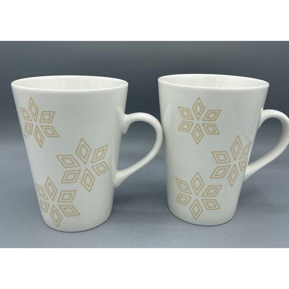 Set of 2 Starbucks Coffee Mugs 2016 Snowflake 16 oz Ceramic - Picture 1 of 5